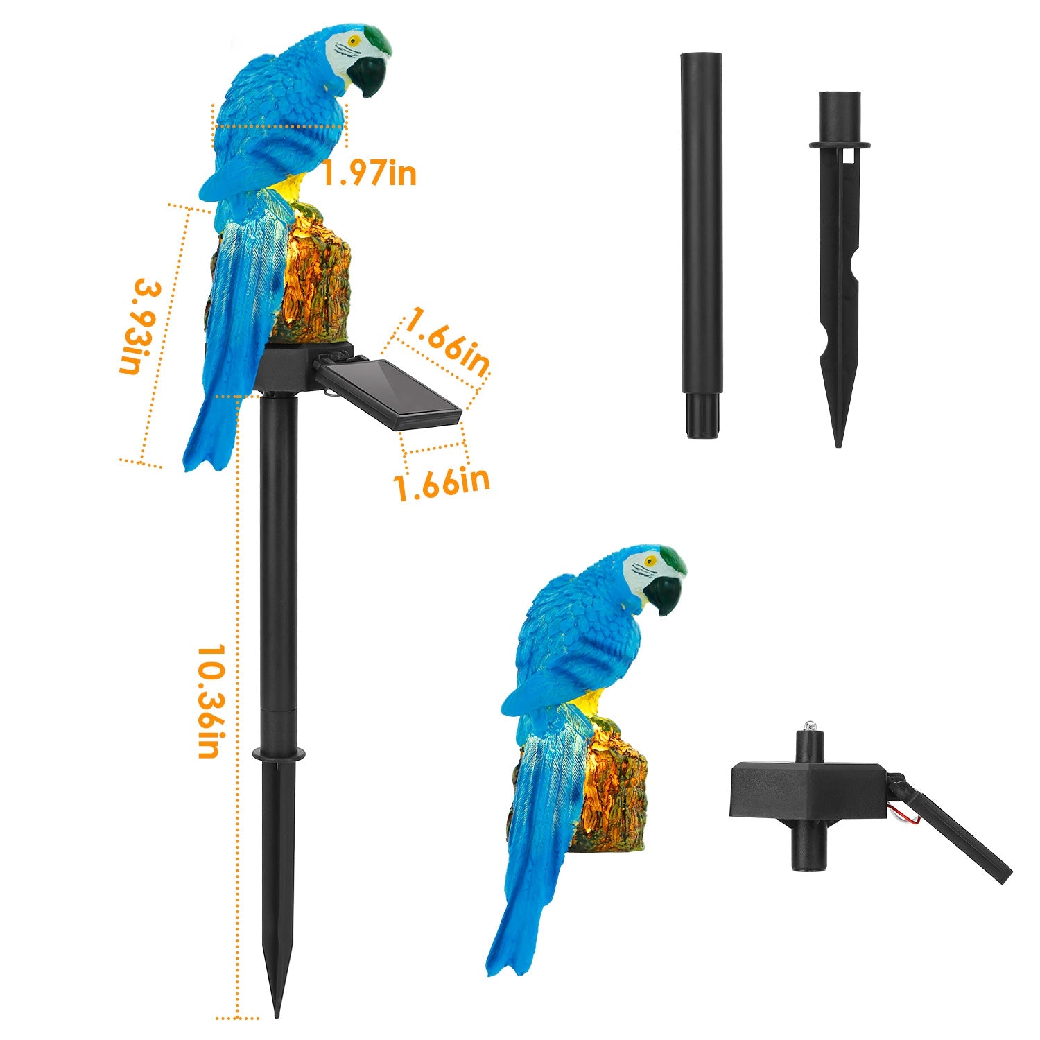 1Pc Solar Powered Parrot Garden Light IP65 Waterproof LED Parrot Landscape Lamp Decorative Lawn Lights For Yard Driveway Walkway Patio