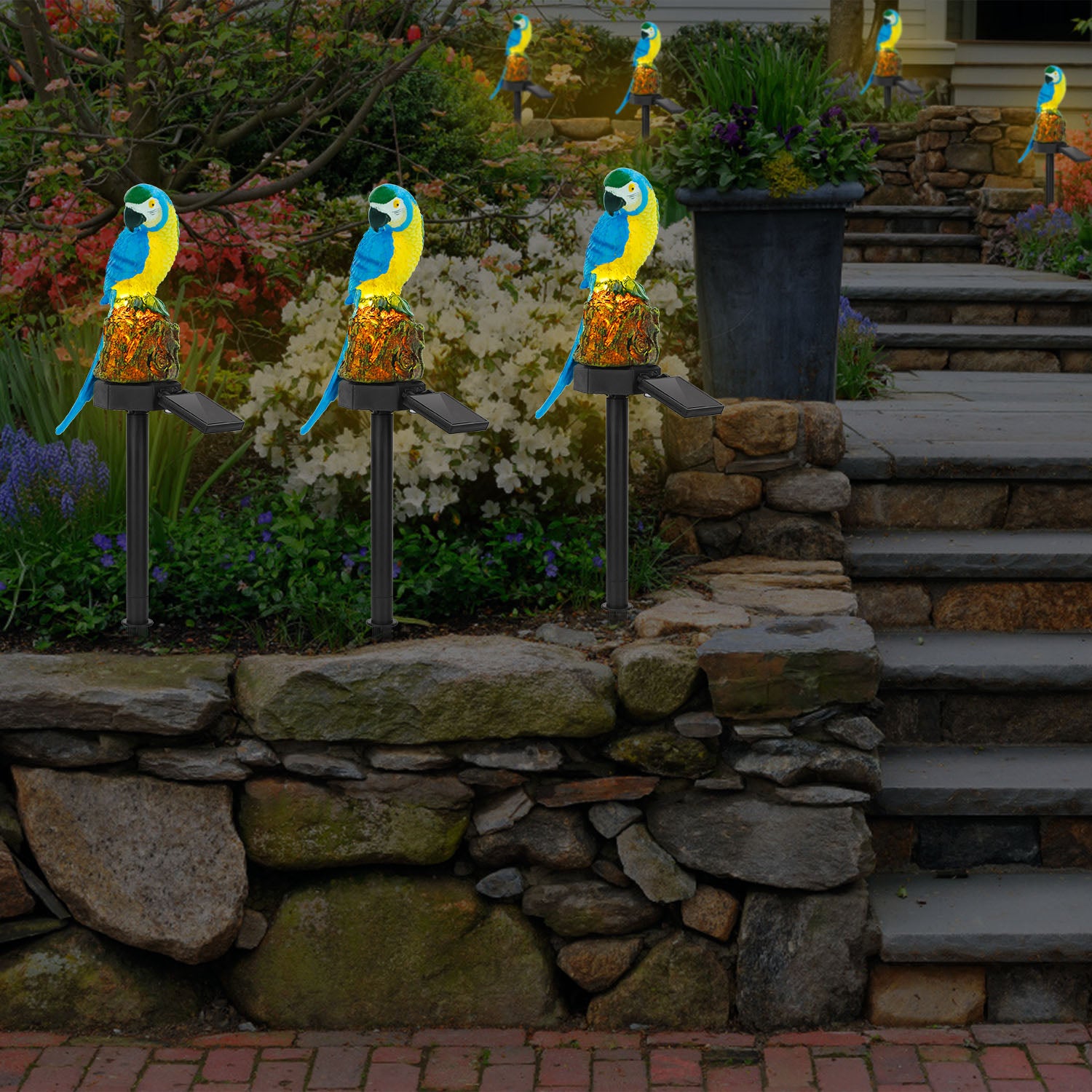 1Pc Solar Powered Parrot Garden Light IP65 Waterproof LED Parrot Landscape Lamp Decorative Lawn Lights For Yard Driveway Walkway Patio